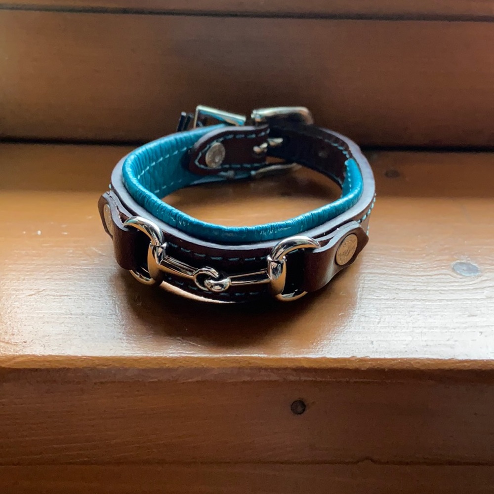 Nobel equestrian blue bit leather bracelet